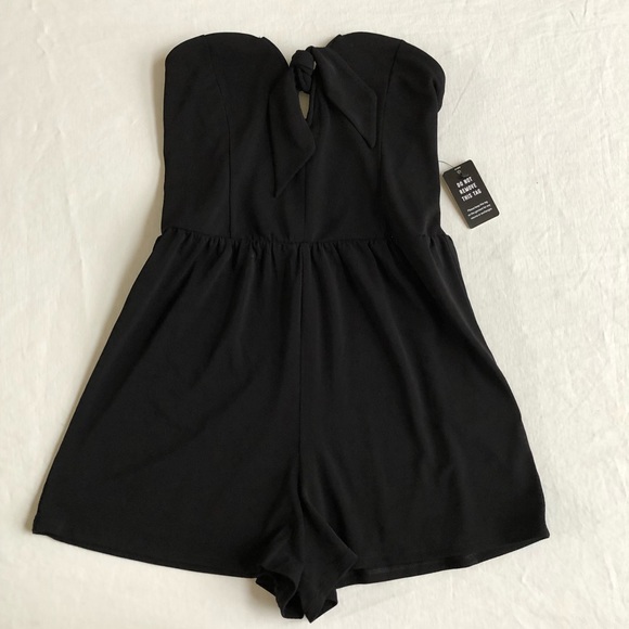 Express Tie Front Black Strapless Romper Jumper XS - Picture 2 of 5